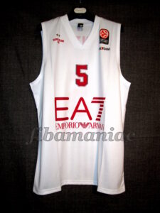 2014/2015 Euroleague Olimpia Milan Alessandro Gentile White Jersey - Front