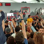 The players trowing balls to the fans