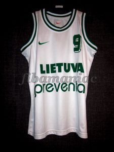 1999 Eurobasket Lithuania Eurelijus Zukauskas Jersey - Front