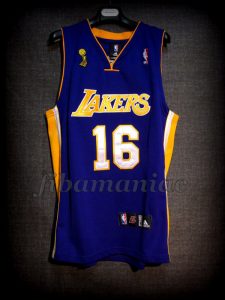 2009 NBA Finals Champions Los Angeles Lakers Pau Gasol Jersey Front - Signed