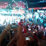 Pau Gasol celebrating the titles with his family and the crowd