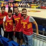 In the process I meet to Javier who he wore a Pau Gasol jersey like me. So I had to comment him the anecdote. Casually we were seated near in the new placement so we started to talk and also with his friends Diego and Hugo. We enjoyed the rest of the group together. This is a picture before the Spain VS Iceland game. Really nice to meet you guys!