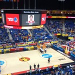 The tournament MVP in the electronic scoreboard during the presentation