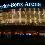 The Mercedes-Benz Arena at night