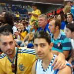 Me and my friend supporting Ukraine below Volkov. He was with Marciulionis the first sovietic in play in the NBA. I could assure that the black woman is the Pooh Jeter's mum hehe