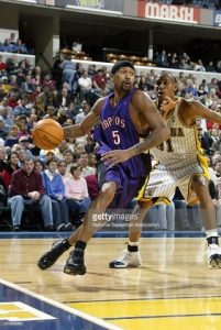 Jalen Rose in action with the jersey