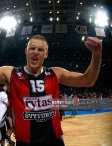 Petravicius celebrating the Eurocup title