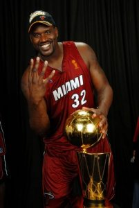 Shaq celebrating his 4th NBA championship