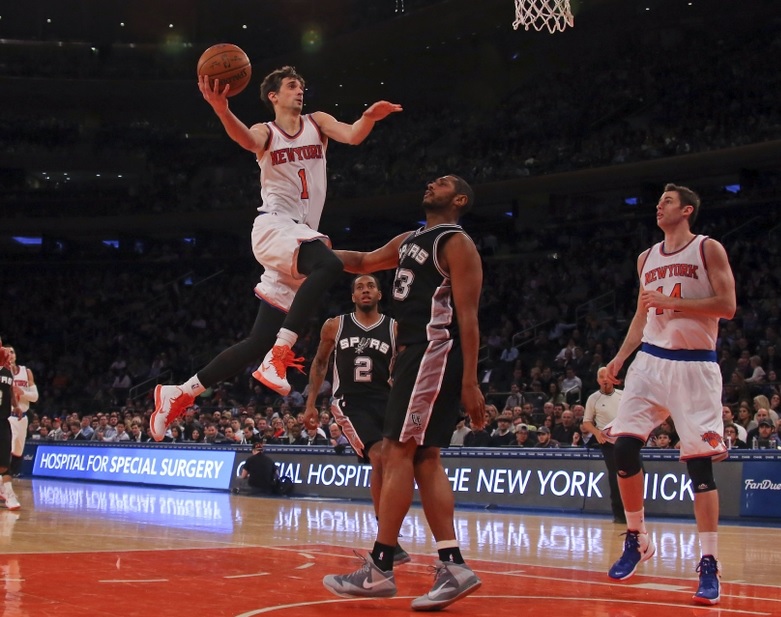 Alexey playing for the New York Knicks in 2015