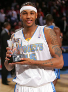Carmelo receiving the NBA Rookie Challenge MVP award