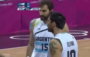 Delfino wearing the jersey against USA at the 2012 Olympics