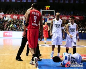 T-Mac in action with the jersey versus another former NBA called Stephon Marbury