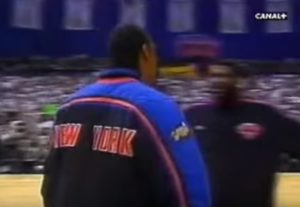 The 50th NBA anniversary took place in the 1996/1997 season but the New York Knicks wore a similar jacket in the 1999 NBA Finals