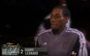 Kawhi Leonard wearing the jacket at the 2013 NBA Finals intro