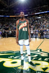 Kevin Durant received an ovation in his comeback to Seattle during a Golden State Warriors preseason game in 2018. KD paid tribute to Shawn Kemp wearing his jersey