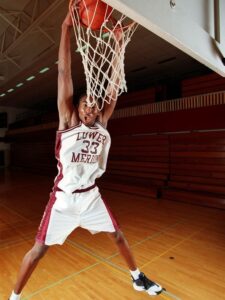 Kobe Bryant wearing the jersey in a promotional event. He was named 1996 Naismith Prep Player of the Year (best high school player according Atlanta Tipoff Club)