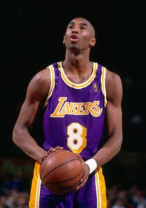 Kobe Bryant wearing a similar jersey in his rookie season. Check the beautiful nba gold logo on the jersey