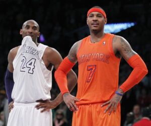 Carmelo Anthony and Kobe Bryant during the 2012 NBA Christmas Day game