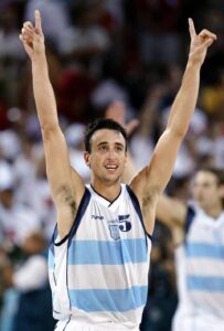 Ginobili in action with the jersey. Please note the sponsors aren't allowed at Olympic Games