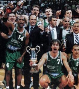 Denis Marconato at the bottom after winning the championship in 1999