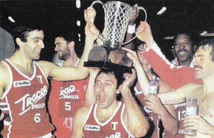 Meneghin and the 1975 NBA Season MVP Bob McAdoo were back to back Euroleague Champions the previous season. Dino got 7 Euroleague titles in his career