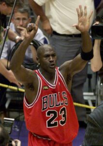 Michael Jordan celebrating his sixth NBA championship and NBA Finals MVP of course hehe