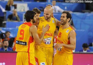 Spain players wearing the shorts during the 2013 Eurobasket