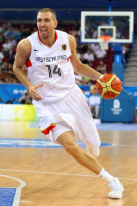 Dirk Nowitzki wearing the shorts at Beijing 2008 Olympic Games