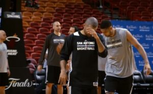 The San Antonio Spurs players wearing similar items during the 2014 NBA Finals